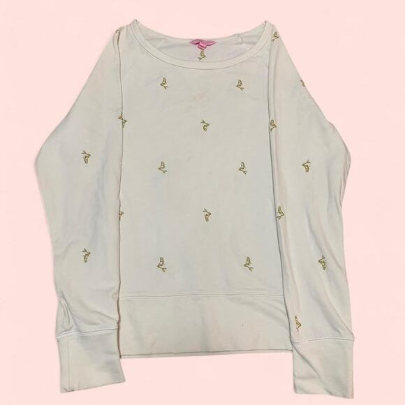 Lilly Pulitzer Tops - Lilly Pulitzer Cream Long Sleeve Pullover with mermaids embroidered size medium